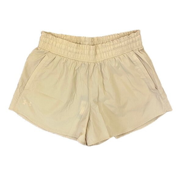 Under Armour Women's Flex Woven 3” Shorts Size M Beige Athletic Pockets NWT $45 - Picture 1 of 11